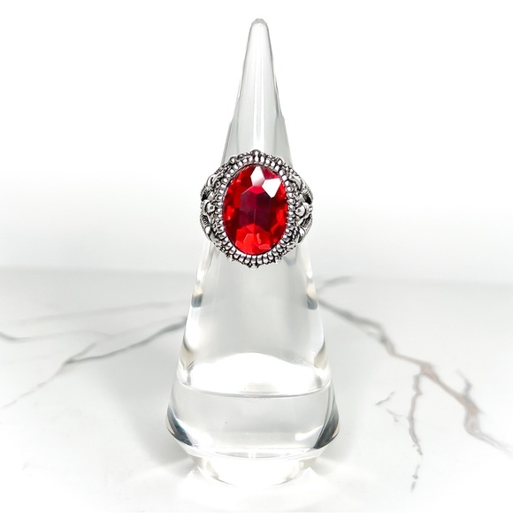 ✦ Men’s Chunky Tribal Red Rhinestone Statement Claw Ring SZ 11.5 - Picture 2 of 5